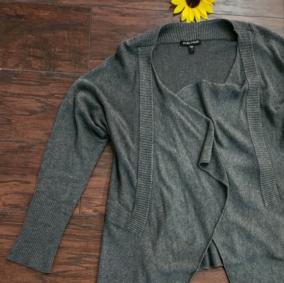 EILEEN FISHER OPEN ASYMMETRICAL CARDIGAN 💛 - Picture 4 of 8